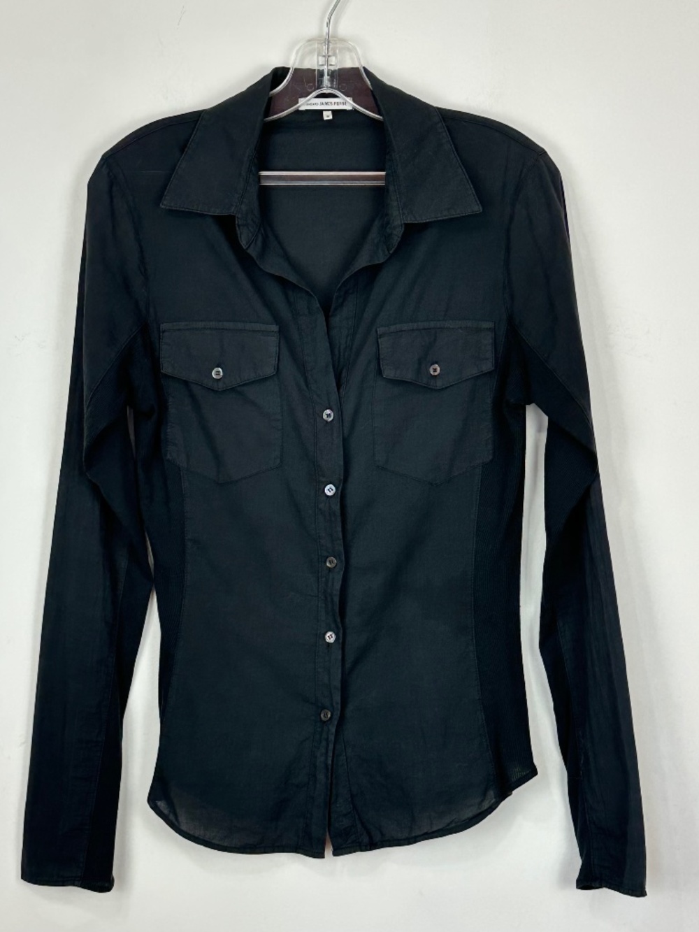 Standard James Perse Womens Black Cotton Button Up S Minimalist Capsule